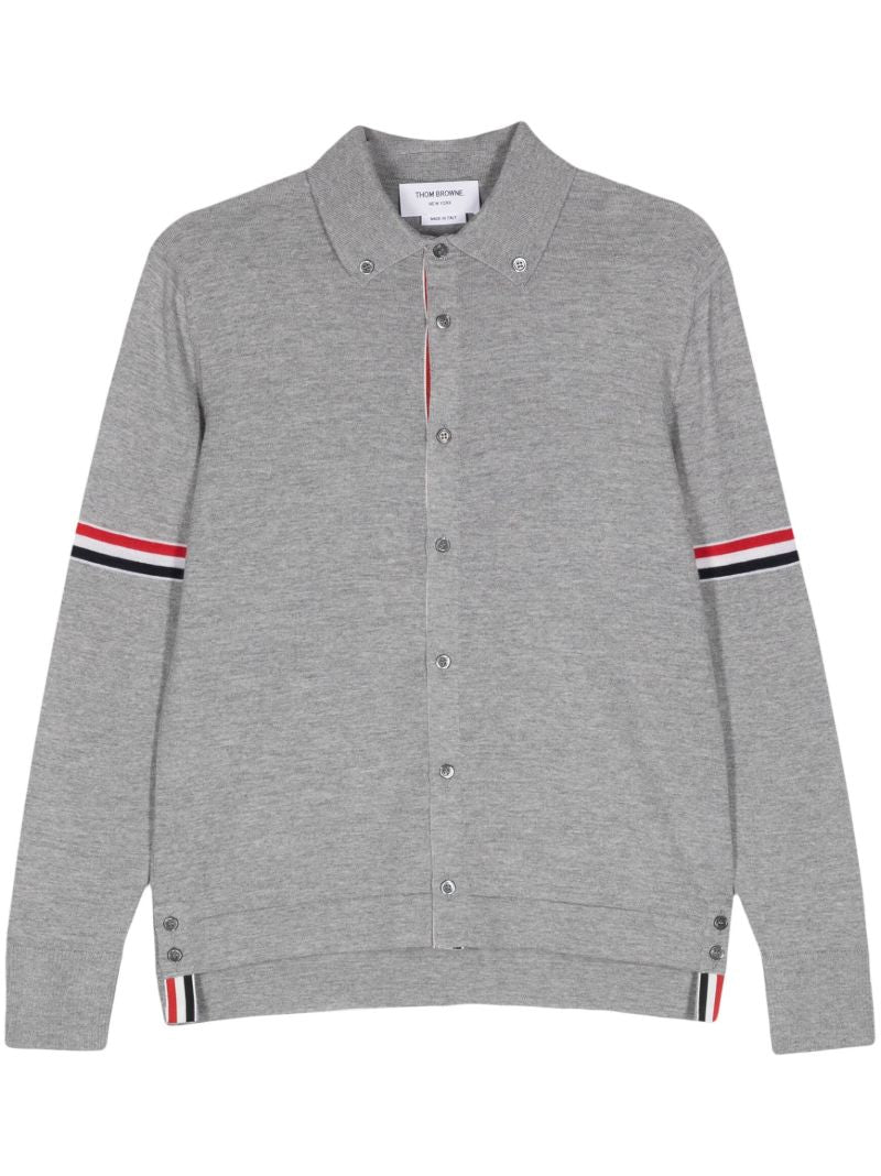 Grey Rwb-stripe Wool Cardigan