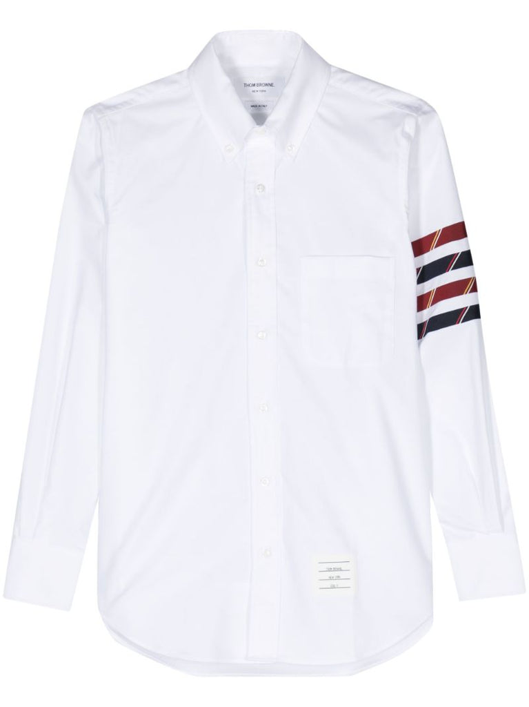 White 4-bar Stripe Cotton Shirt