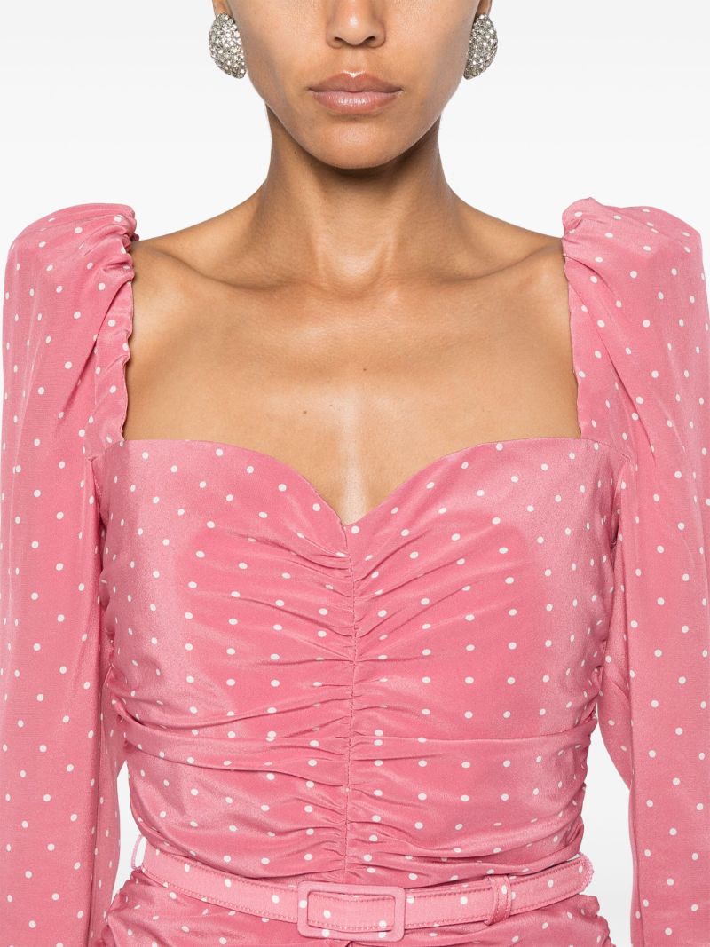 Pink Polka Dot-print Silk Dress