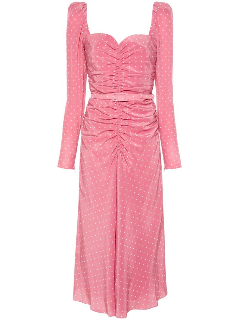 Pink Polka Dot-print Silk Dress
