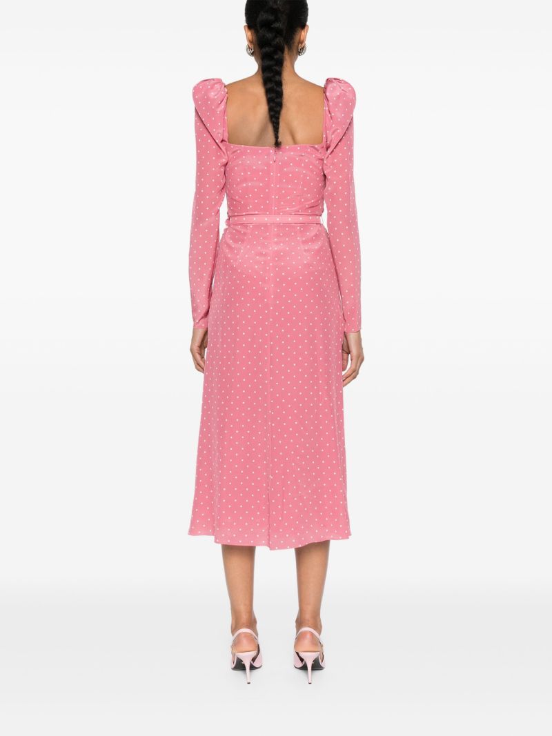 Pink Polka Dot-print Silk Dress