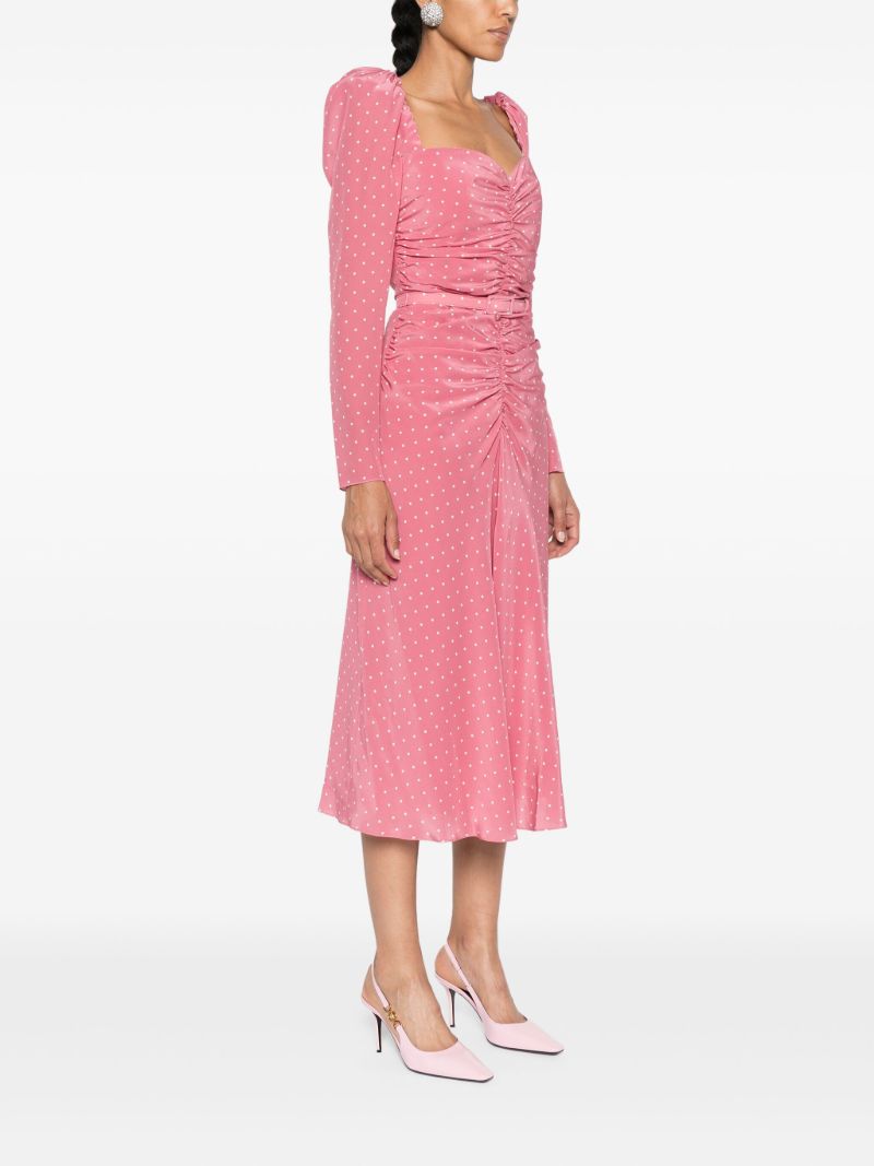Pink Polka Dot-print Silk Dress