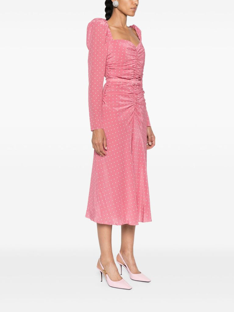 Pink Polka Dot-print Silk Dress