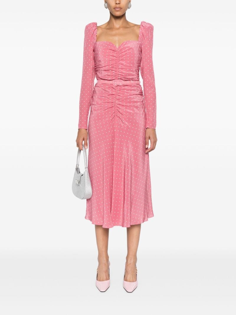 Pink Polka Dot-print Silk Dress