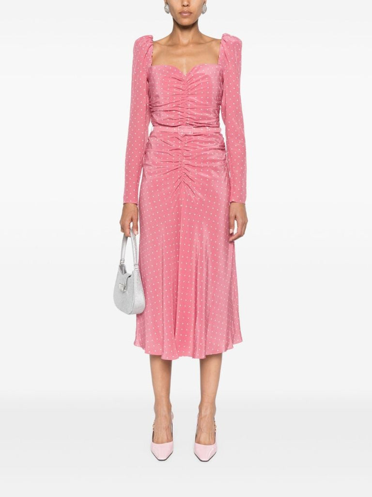 Pink Polka Dot-print Silk Dress