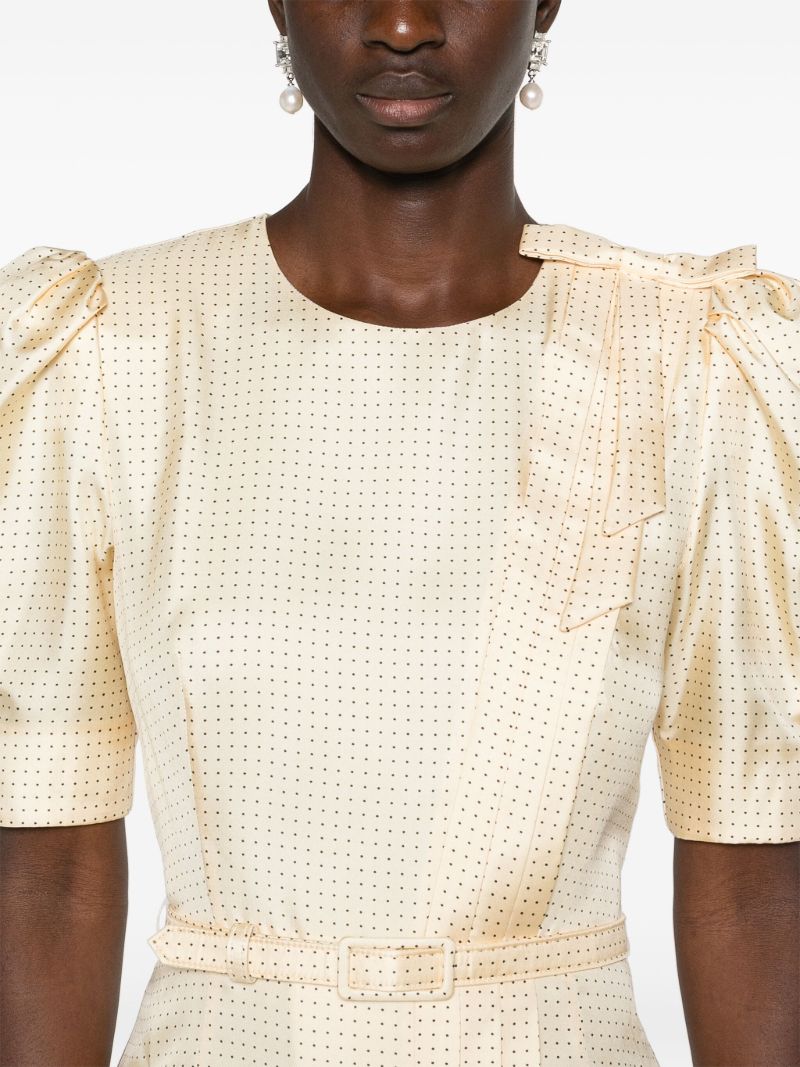 Yellow Polka Dot Silk Midi Dress