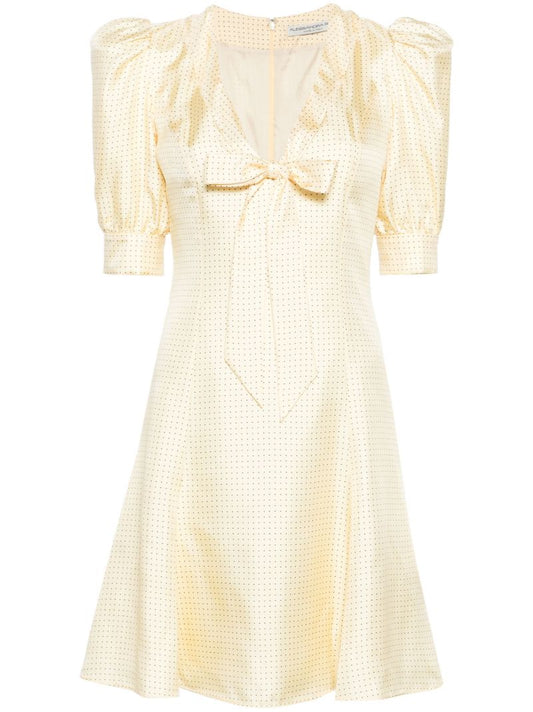 Yellow Polka Dot Silk Mini Dress
