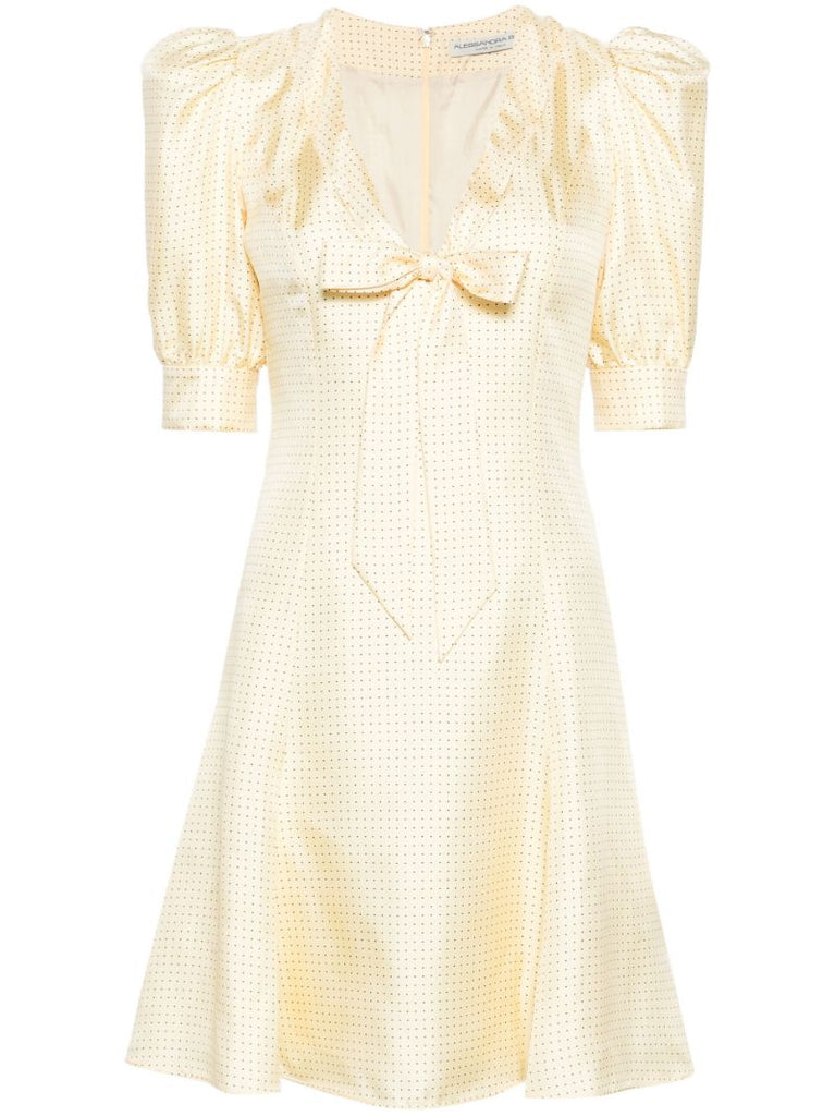Yellow Polka Dot Silk Mini Dress