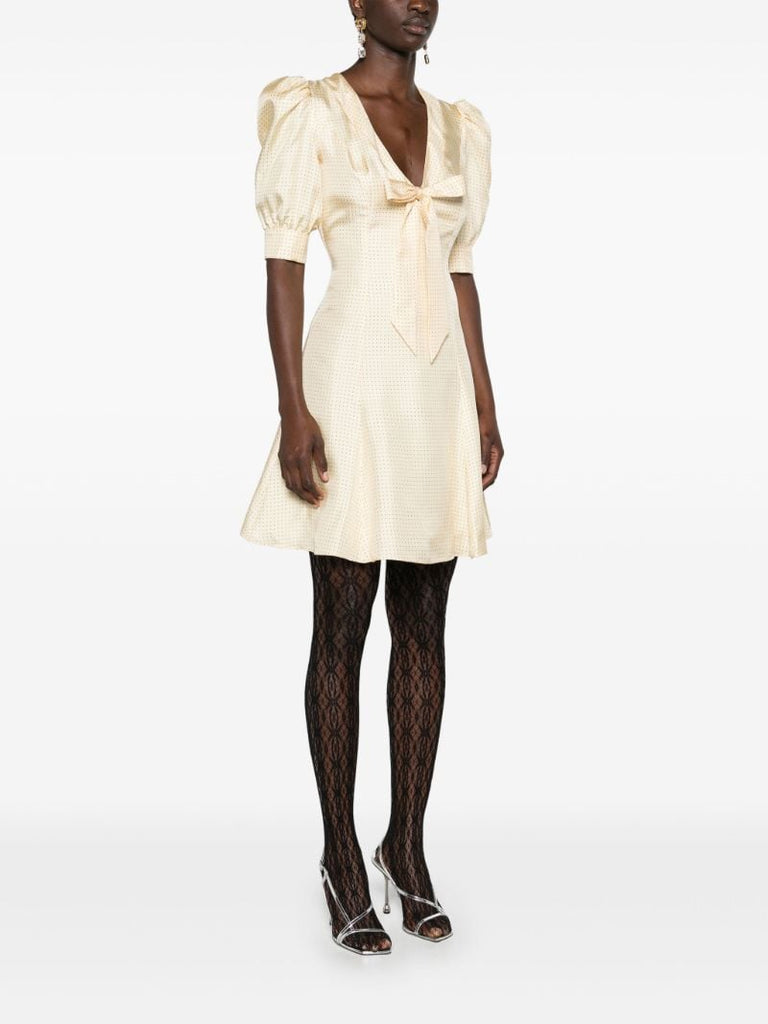 Yellow Polka Dot Silk Mini Dress