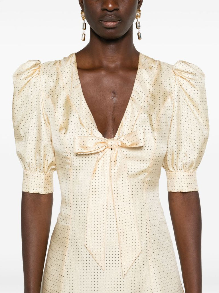Yellow Polka Dot Silk Mini Dress