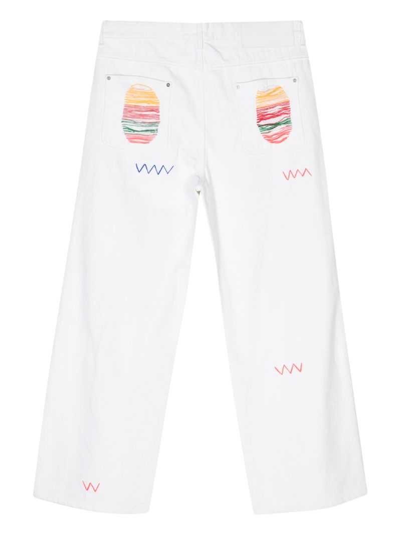 White Embroidered Straight-leg Jeans