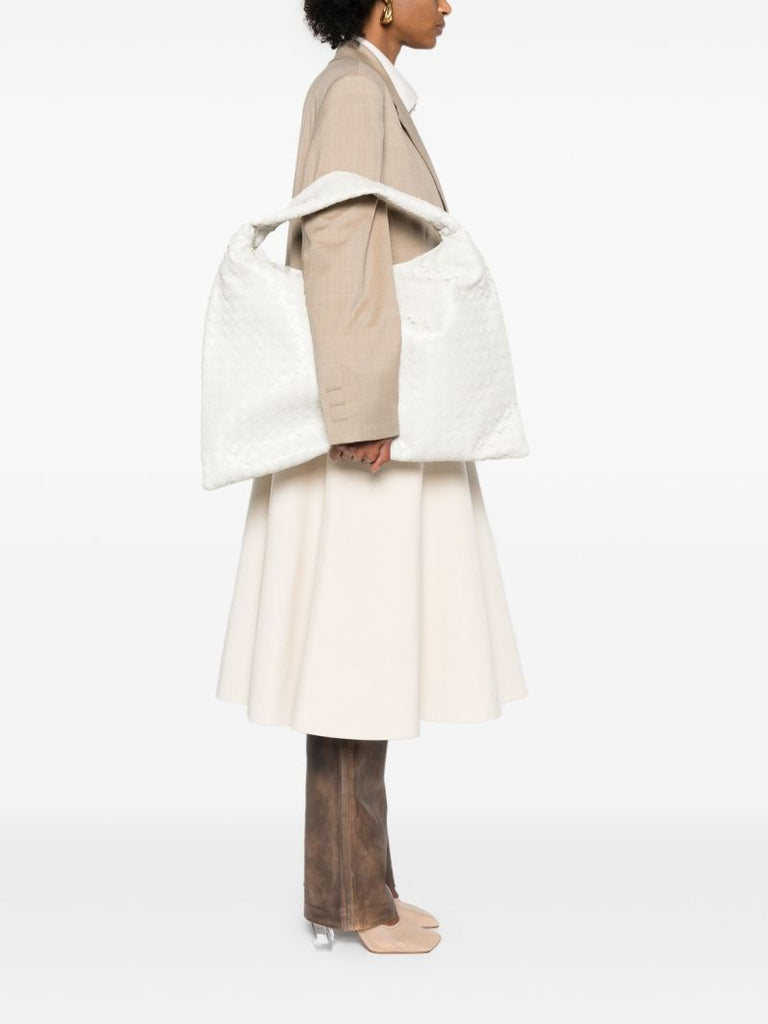 White Large Hop Leather Shoulder Bag