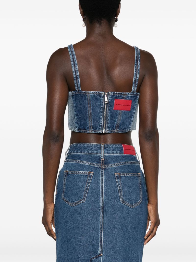 Blue Rhinestone Denim Bustier Top