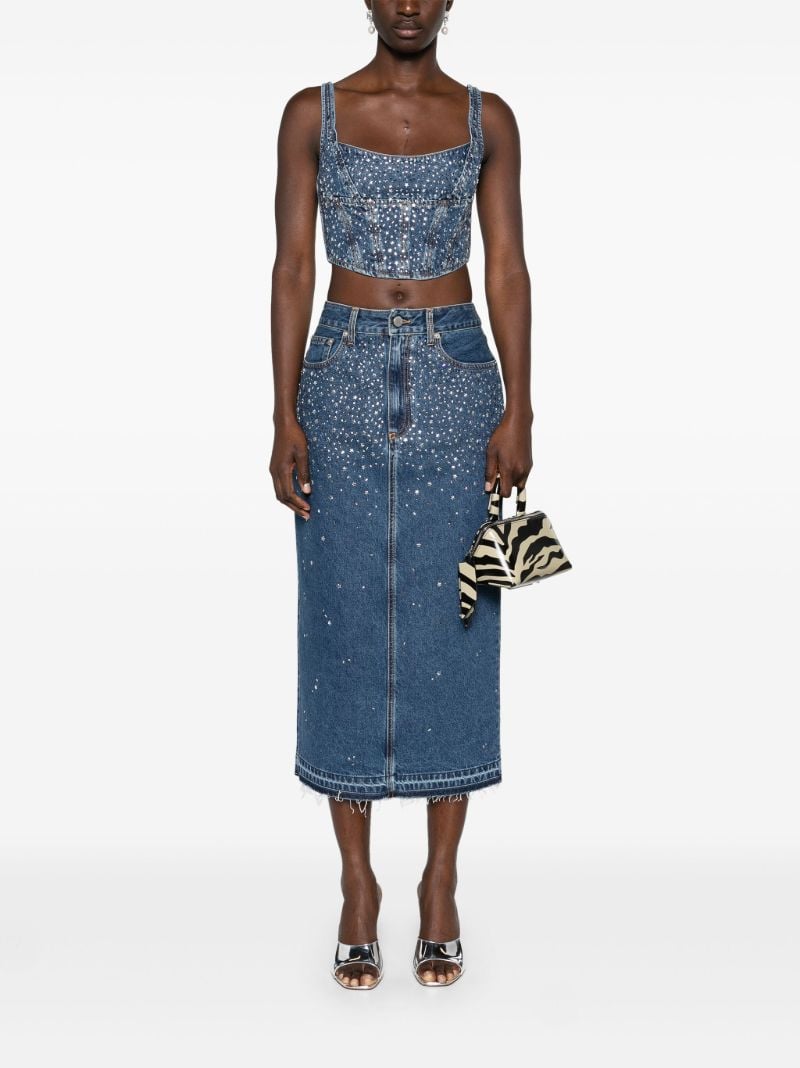 Blue Rhinestone Denim Bustier Top