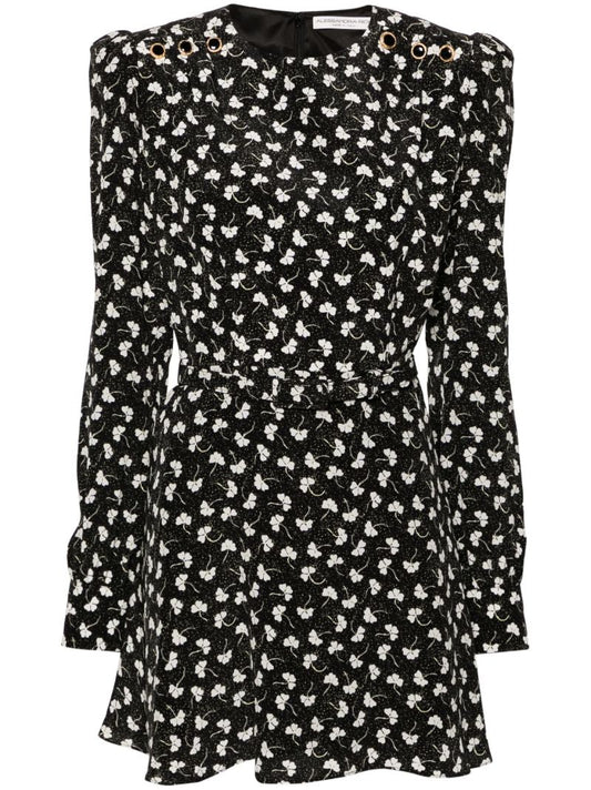 Black Clover-print Silk Mini Dress