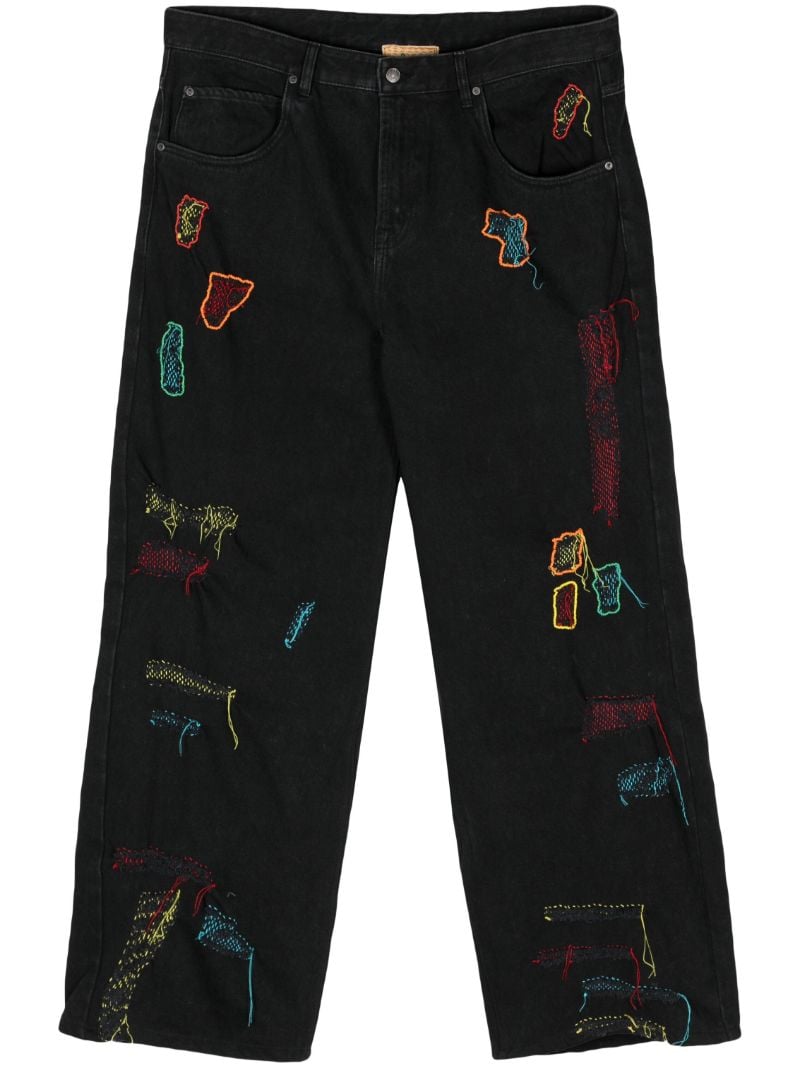 Black Reconstructed Loose Jeans