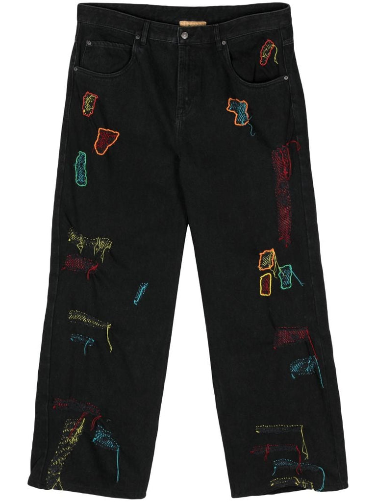Black Reconstructed Loose Jeans