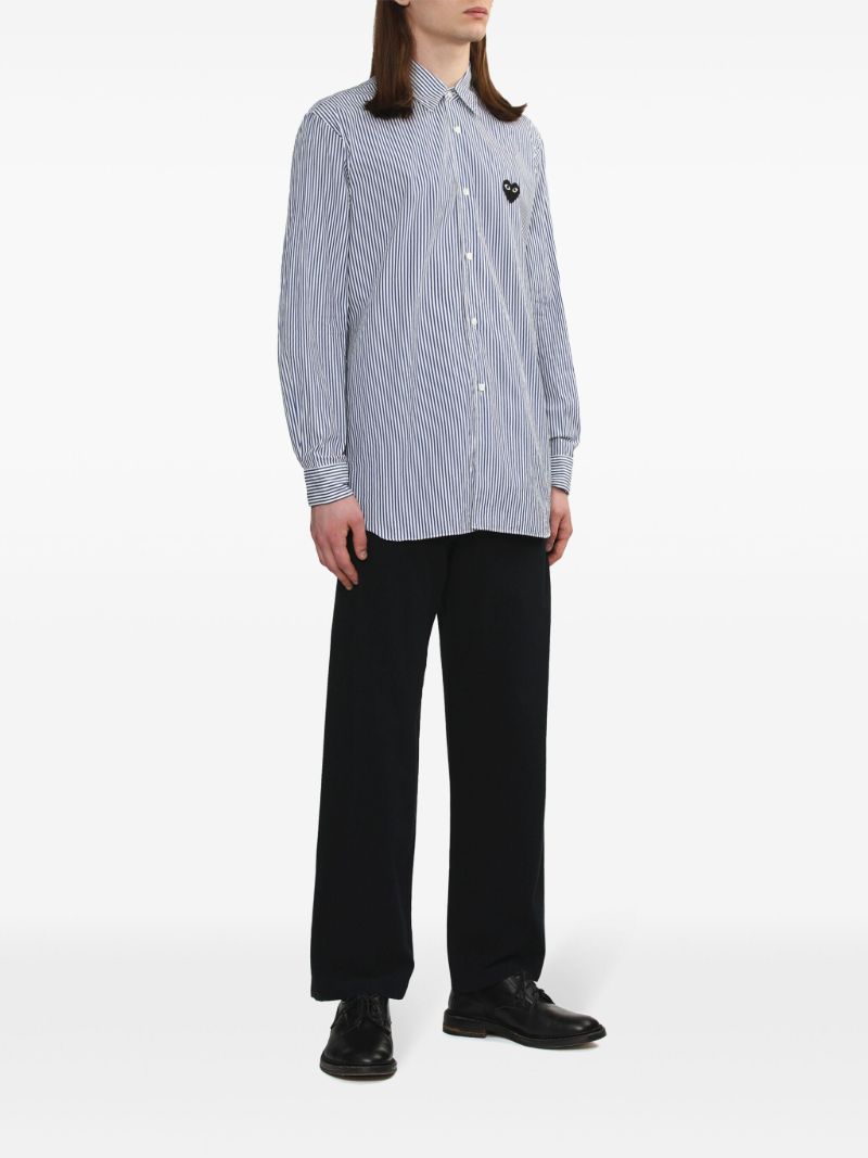Blue Pleated Straight-leg Trousers