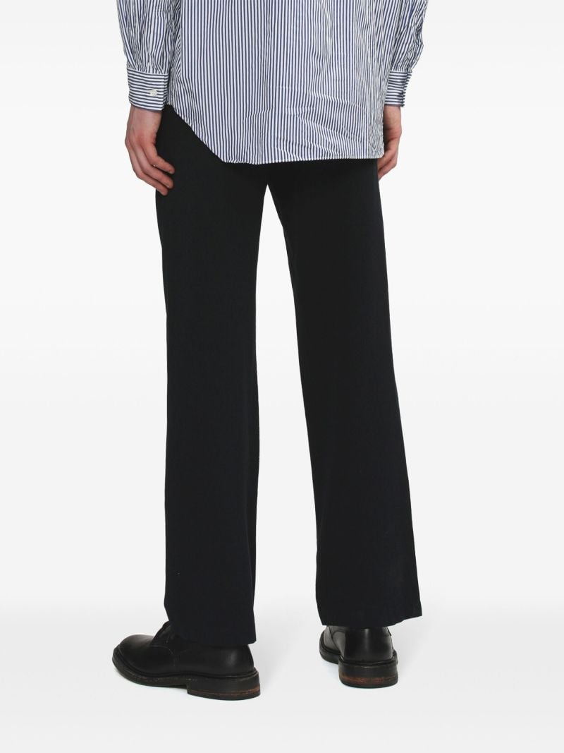Blue Pleated Straight-leg Trousers
