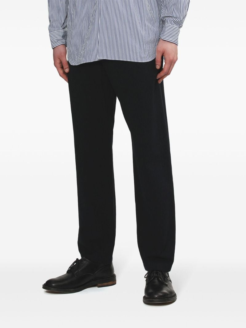 Blue Pleated Straight-leg Trousers