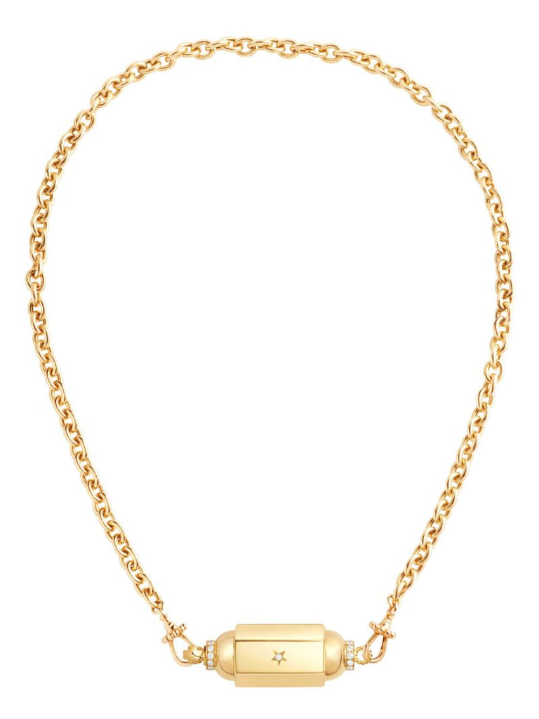 18k Yellow Gold Locket Diamond Necklace