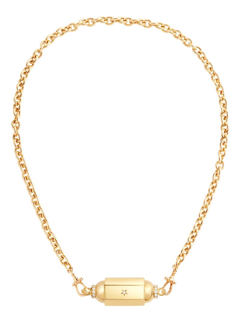 18k Yellow Gold Locket Diamond Necklace
