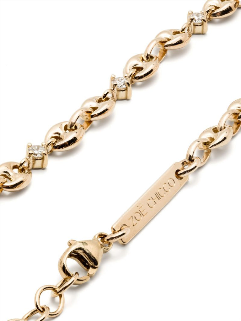 14k Yellow Gold Diamond Chain Bracelet