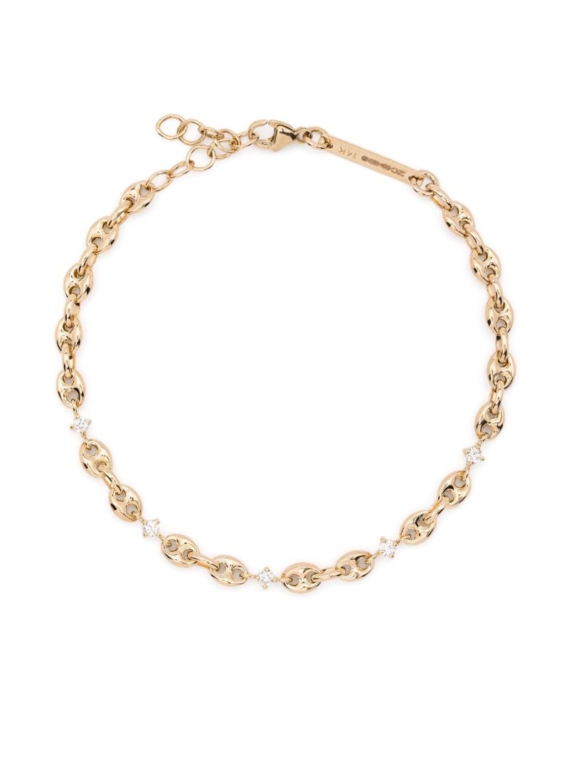 14k Yellow Gold Diamond Chain Bracelet