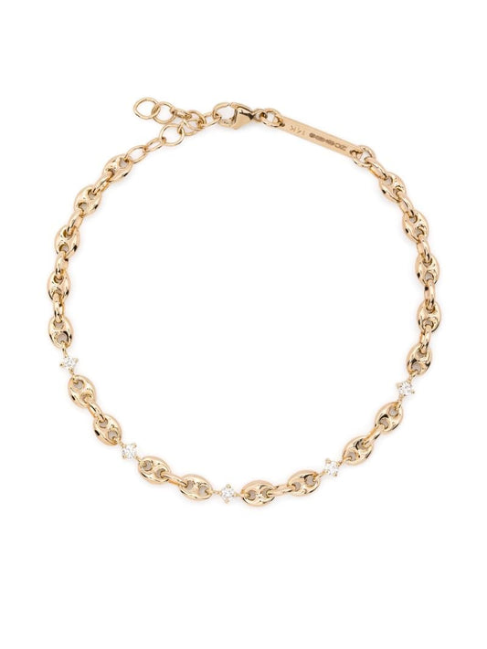 14k Yellow Gold Diamond Chain Bracelet
