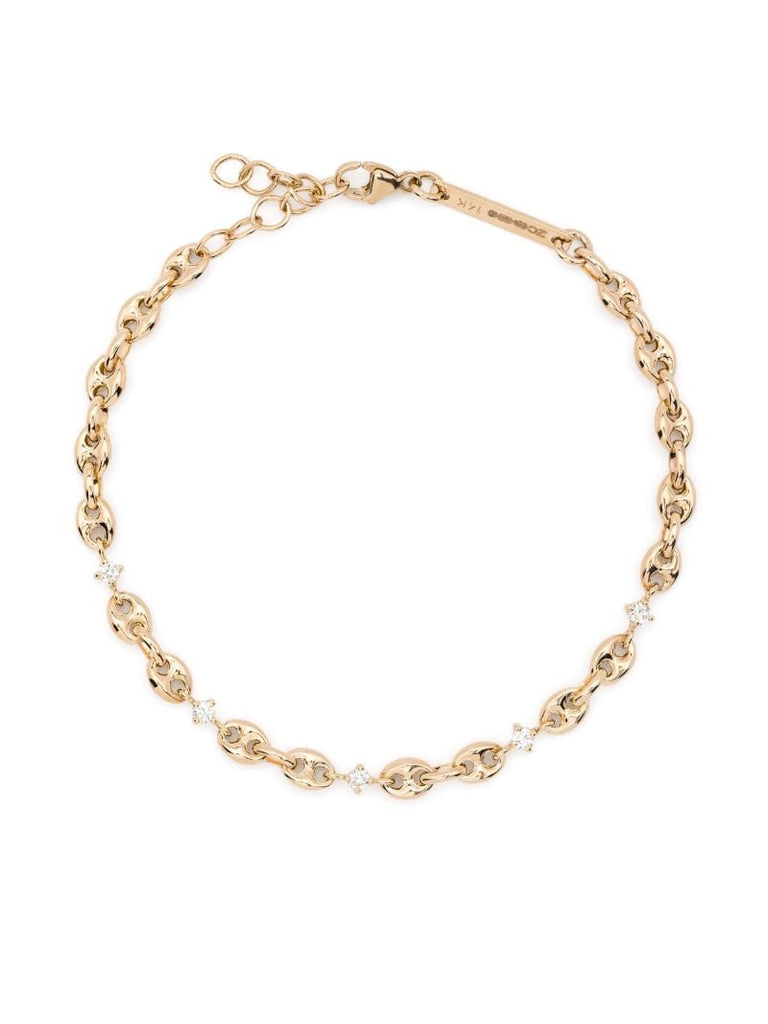 14k Yellow Gold Diamond Chain Bracelet