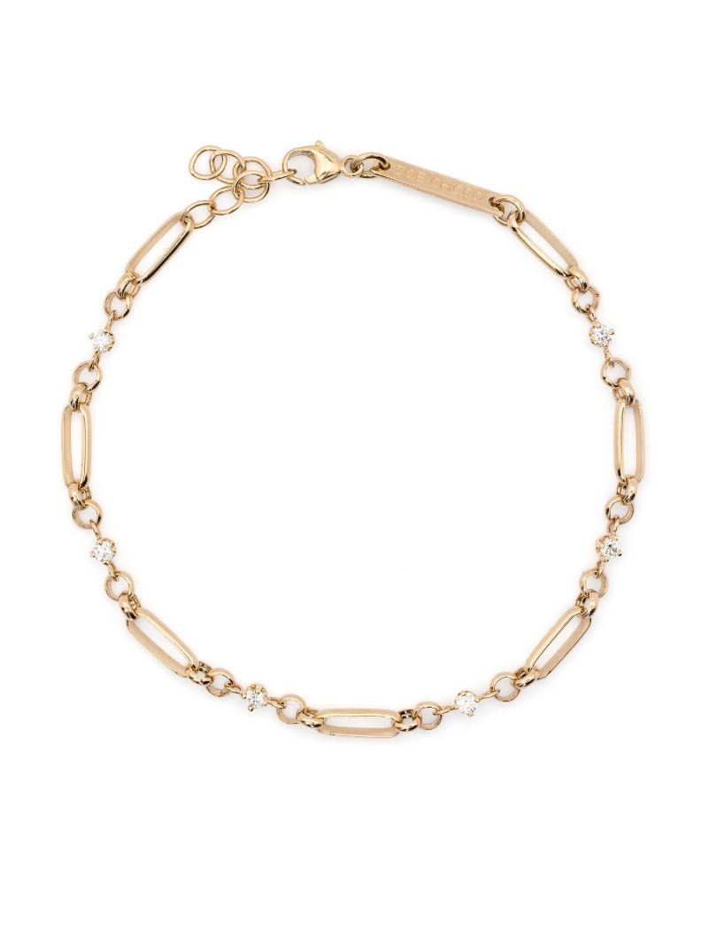 14k Yellow Gold Diamond Link Bracelet