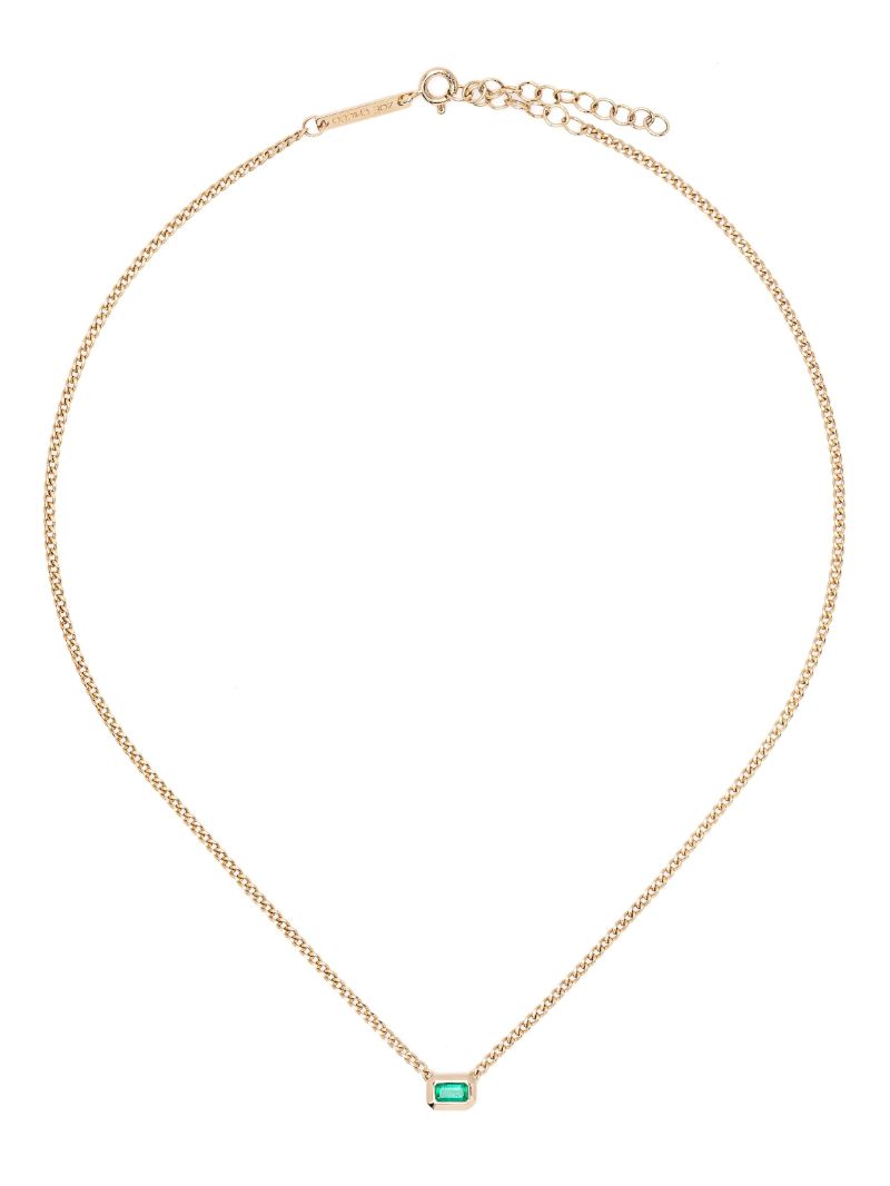 14k Yellow Gold Emerald Pendant Necklace