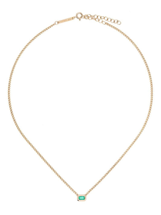 14k Yellow Gold Emerald Pendant Necklace