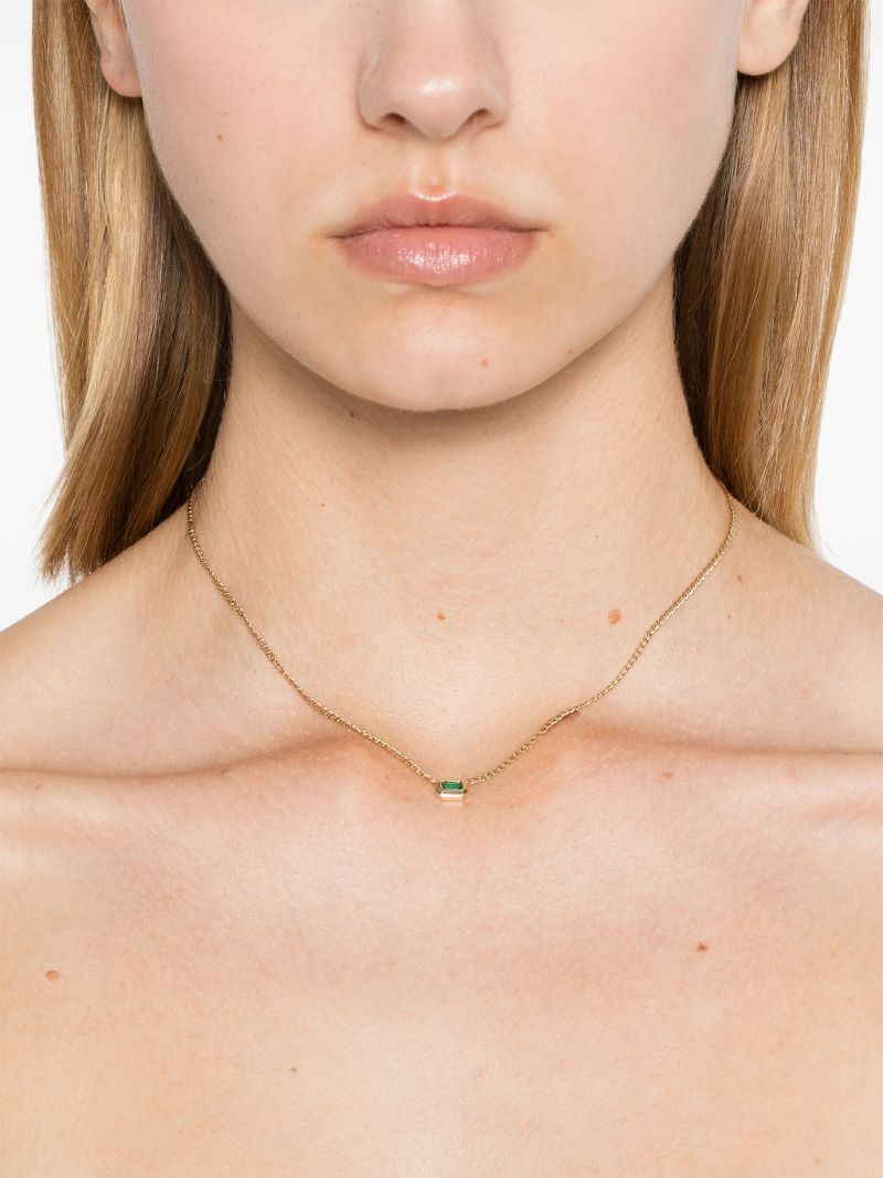 14k Yellow Gold Emerald Pendant Necklace