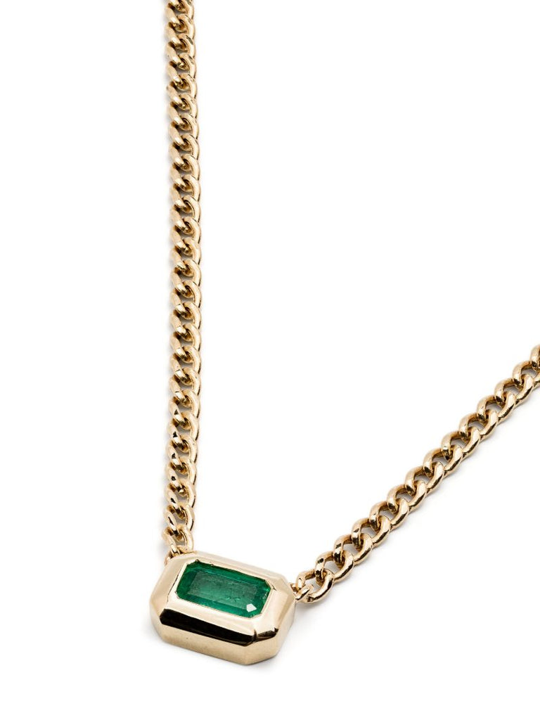 14k Yellow Gold Emerald Pendant Necklace