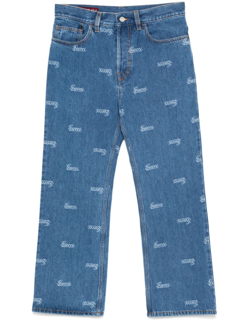 Blue Low-rise Cropped Jeans