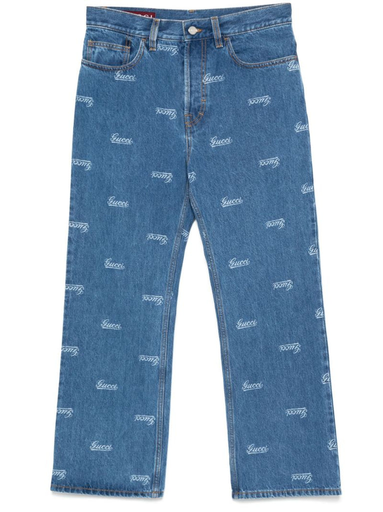 Blue Low-rise Cropped Jeans