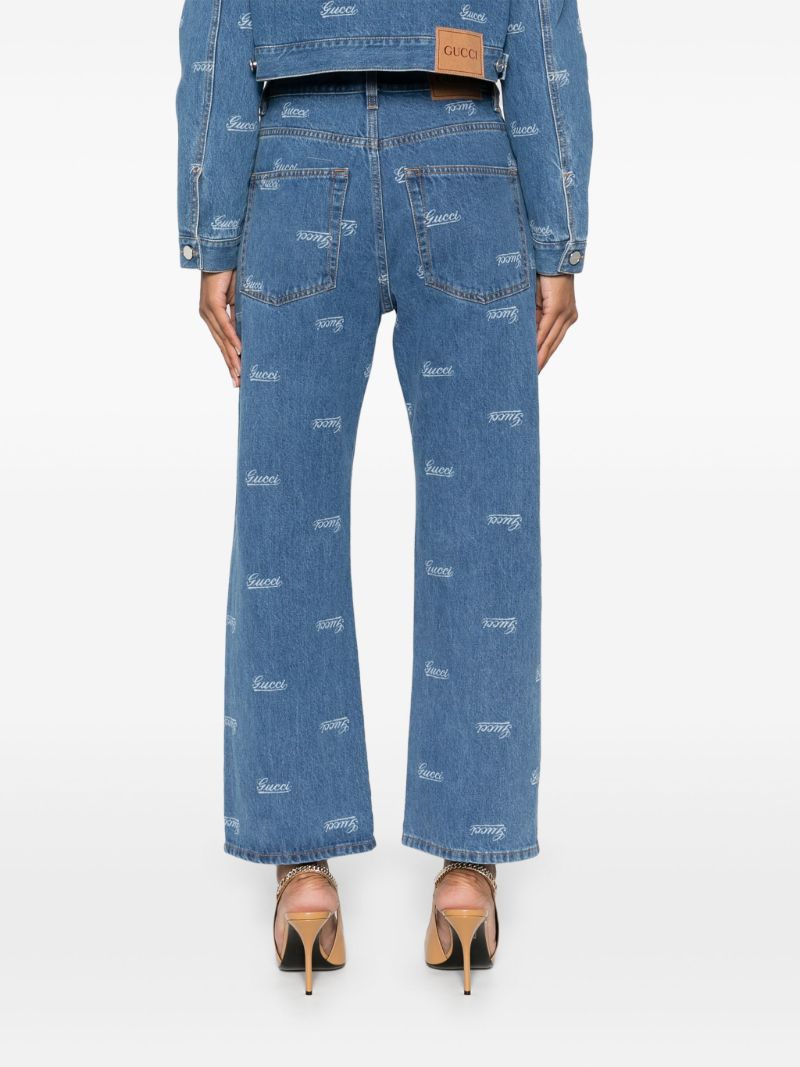 Blue Low-rise Cropped Jeans