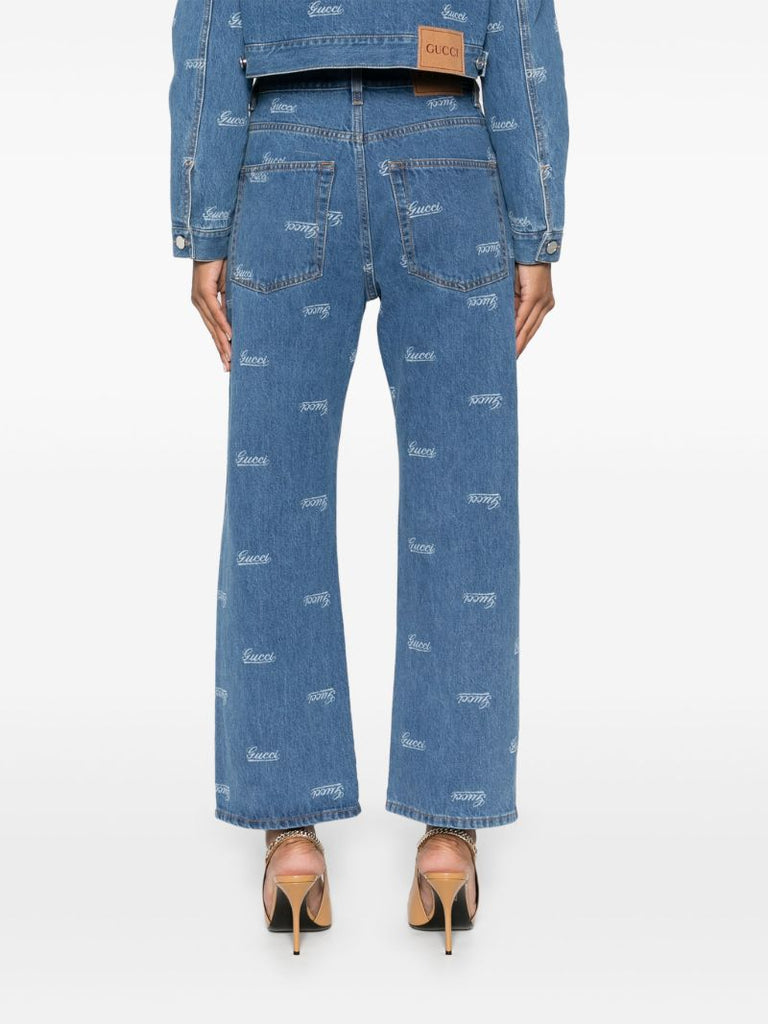 Blue Low-rise Cropped Jeans