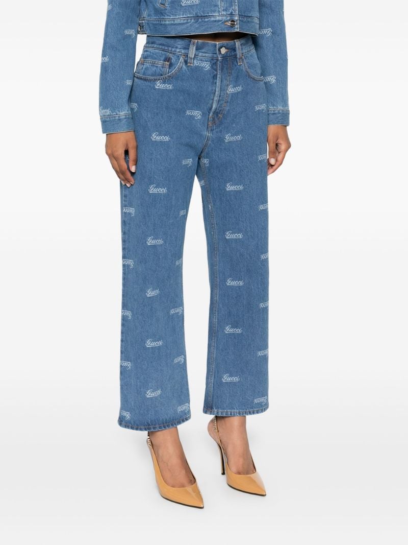 Blue Low-rise Cropped Jeans