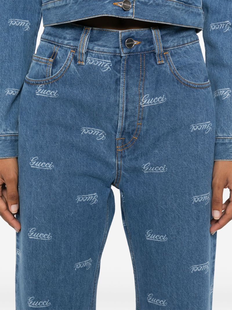 Blue Low-rise Cropped Jeans
