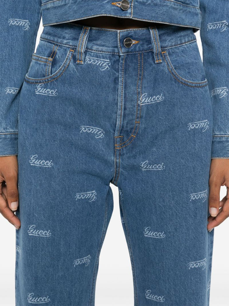 Blue Low-rise Cropped Jeans