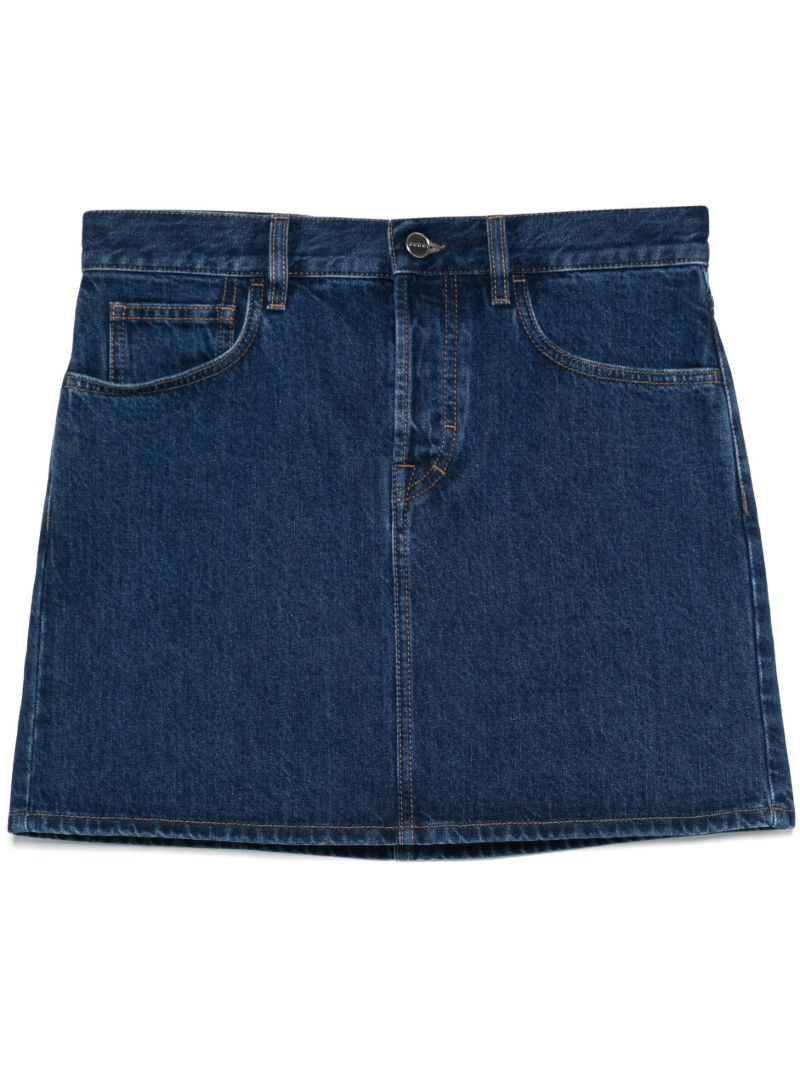 Blue Logo-lasered Denim Skirt