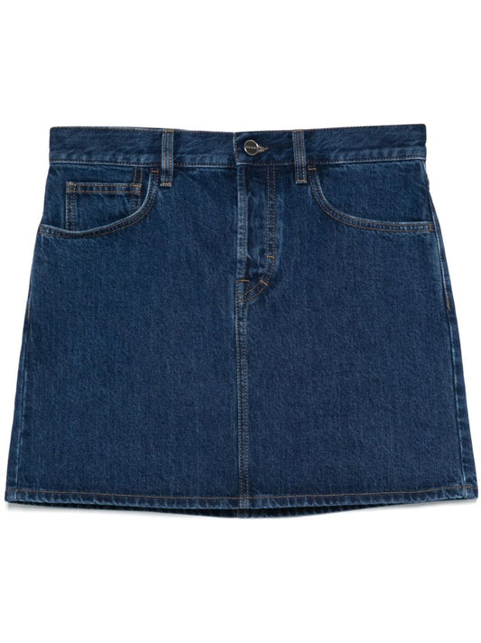 Blue Logo-lasered Denim Skirt