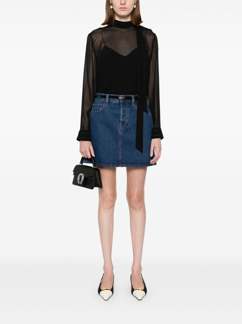 Blue Logo-lasered Denim Skirt