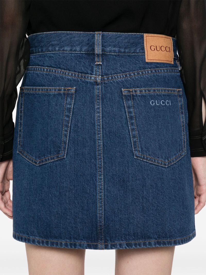 Blue Logo-lasered Denim Skirt