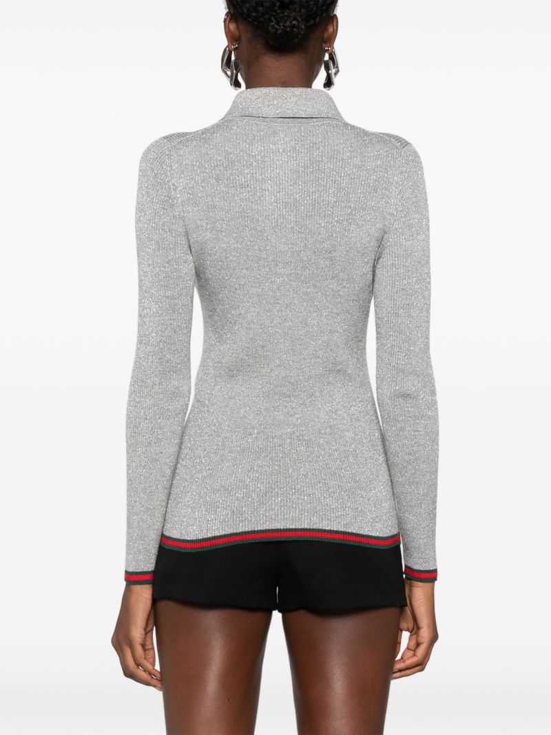 Grey Knitted Polo Top