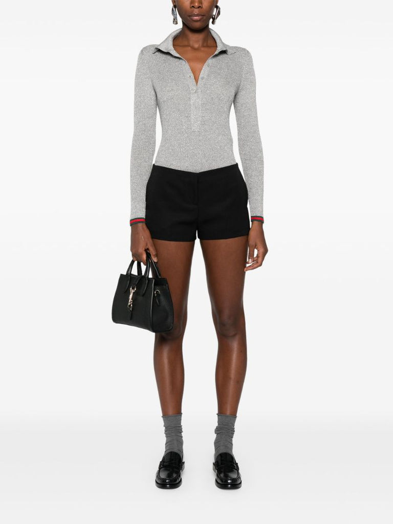 Grey Knitted Polo Top