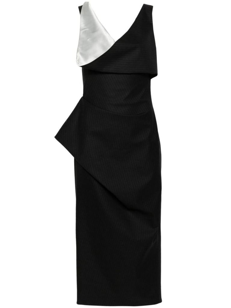 Pinstripe Asymmetric Pencil Dress