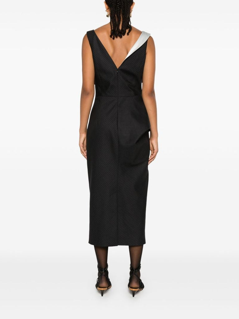 Pinstripe Asymmetric Pencil Dress